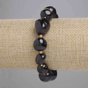 Bransoletka z granatu fasetowanego, koraliki 11–15×11–13 mm, 3 mm, długość 18 cm, na elastycznej bazie