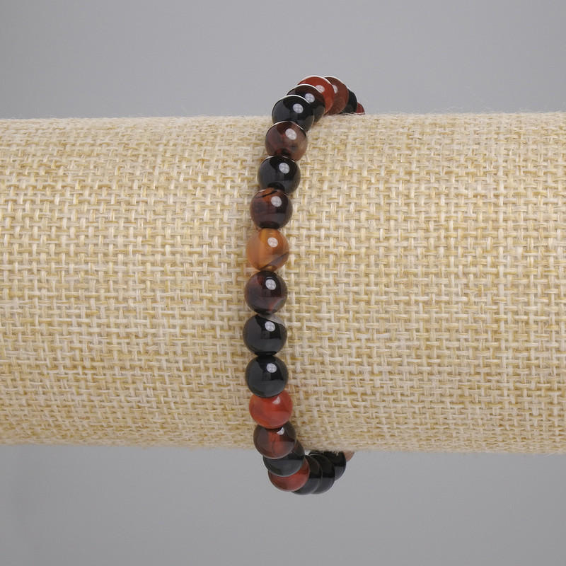 Bransoletka z agatu – gładkie kulki, 6 mm, długość 18 cm, elastyczna
