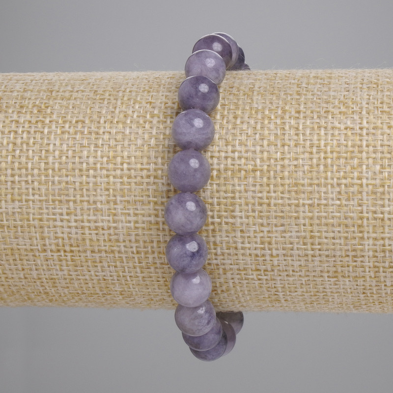 Bransoletka z iolitu w formie gładkich kulek, średnica 8 mm, długość 18 cm, elastyczna