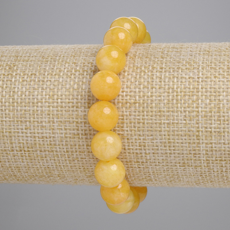 Bransoletka z naturalnego cytrynu, gładkie kuleczki o średnicy 10 mm, długość 18 cm (elastyczna)
