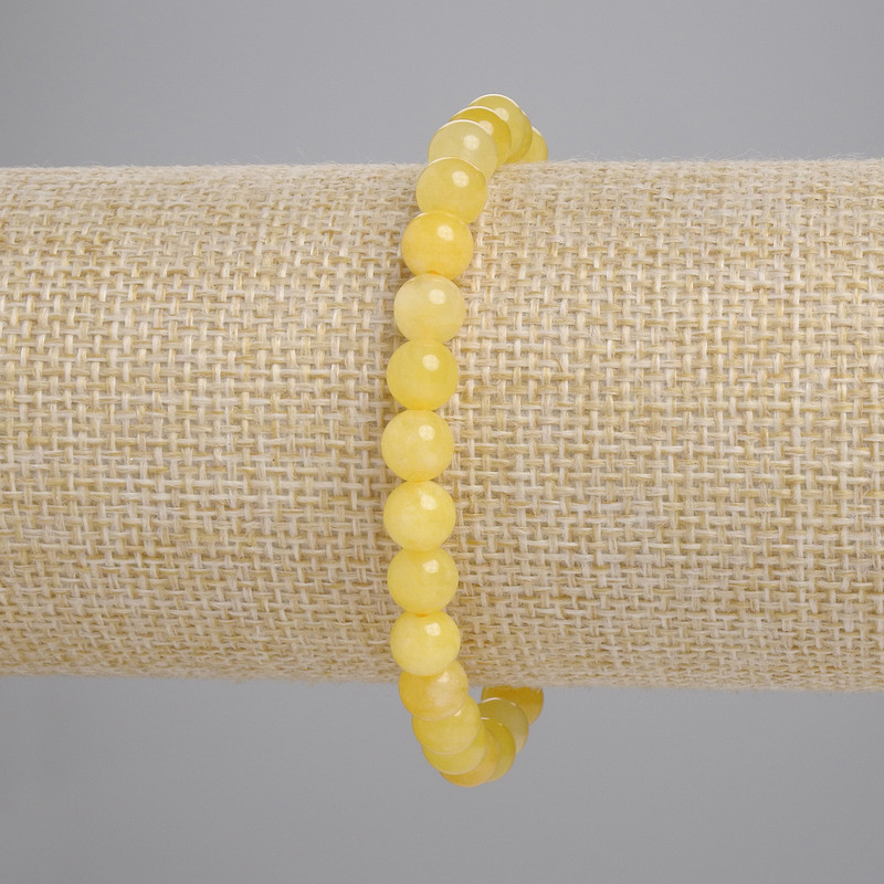 Bransoletka z cytrynu, naturalny kamień, gładkie kuleczki o średnicy około 6,5 mm, długość 18 cm (stretch)