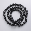 Koraliki czeskiego kryształu na żyłce, czarne matowe, fasetowane ziarno, średnica 9,5×8 mm, długość 56 cm +/-