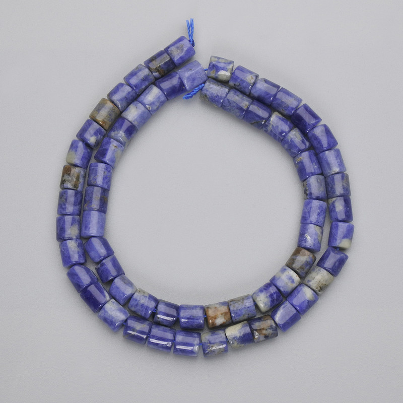 Koraliki sodalit cylindryczne, średnica 6×6 mm, długość około 38 cm, na nitce