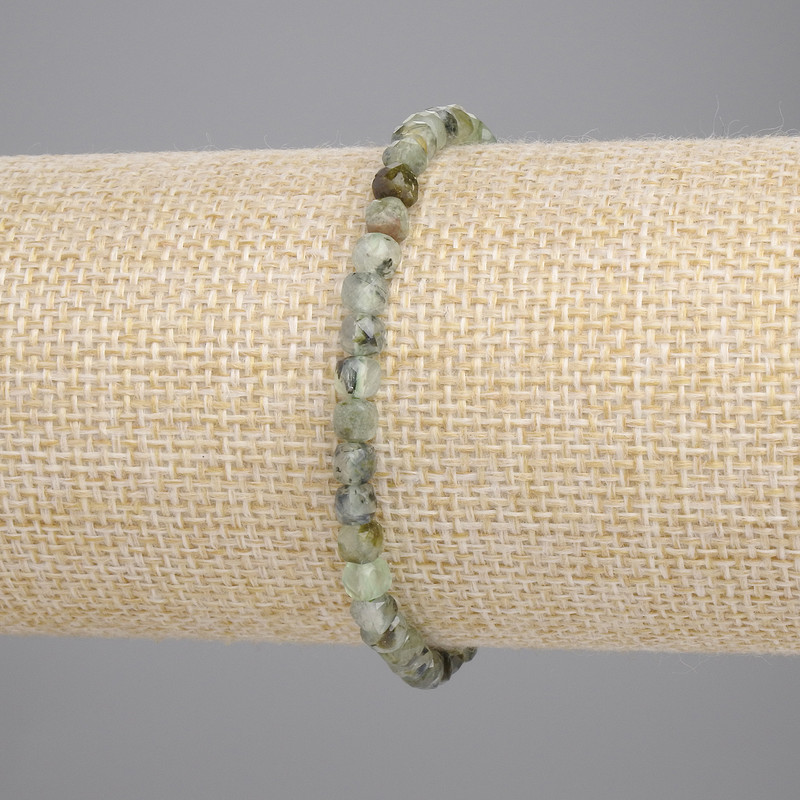 Bransoleta z prenitu, fasetowany sześcian, średnica 4x4 mm, długość 18 cm, elastyczna