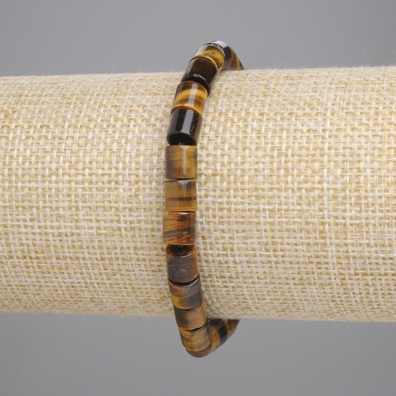 Bransoletka z tygrysim okiem, cylindryczne koraliki o średnicy 6×6 mm ±, długość 18 cm, elastyczna