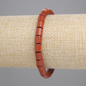 Bransoletka z czerwonego jaspisu, cylindryczne koraliki, średnica 6×6 mm, na elastycznej gumce, długość 18 cm+