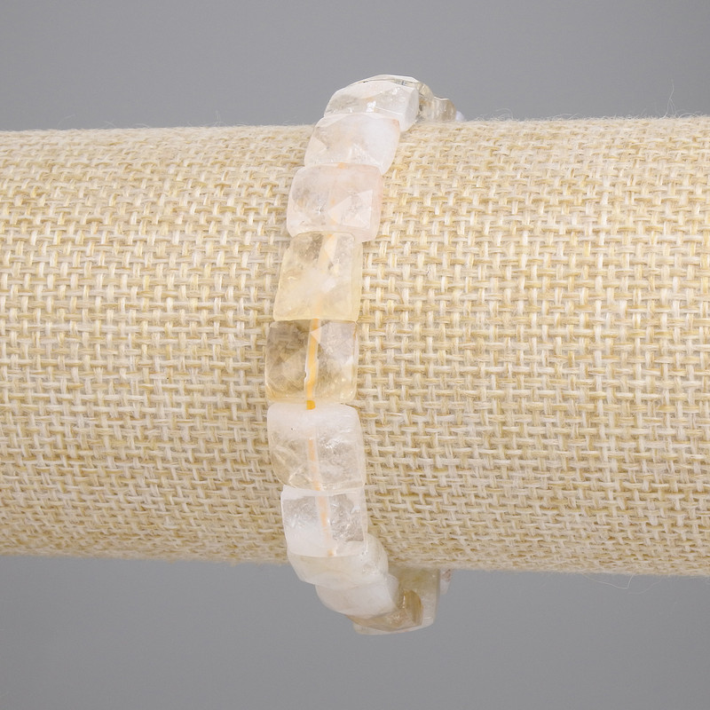 Bransoletka z cytrynem szlifowanym w kształcie kwadratu, 9–10×9–10 mm, elastyczna, długość 18 cm
