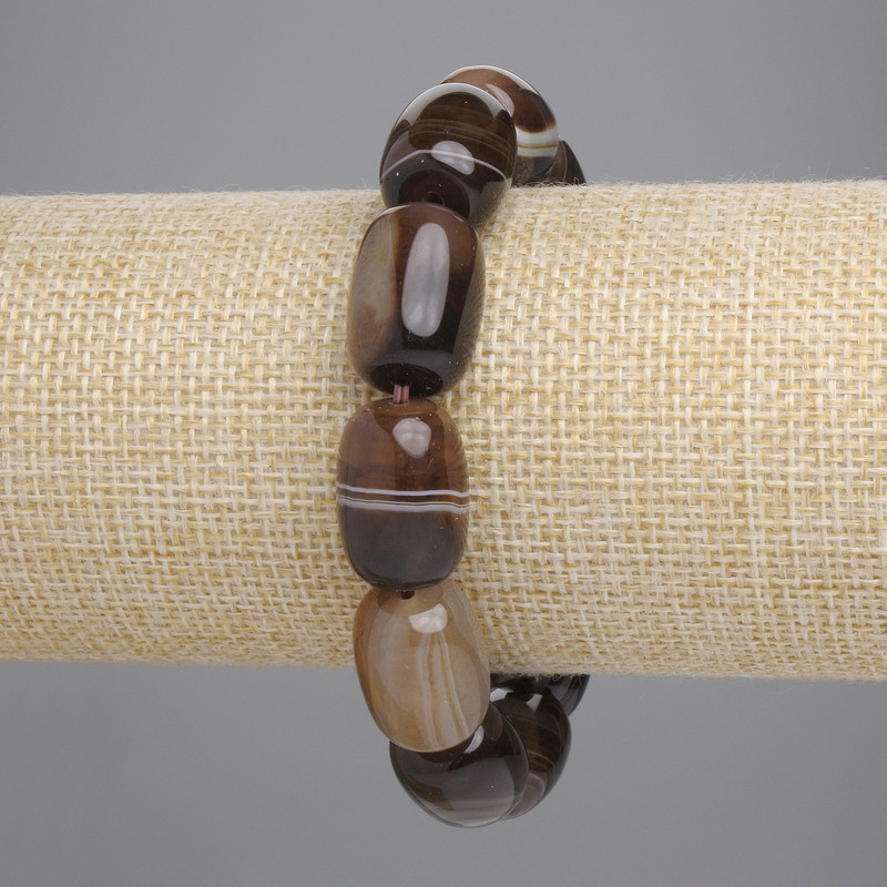 Bransoletka z agatu w kształcie beczułki, średnica 18x13 mm, długość 18 cm ±, elastyczna