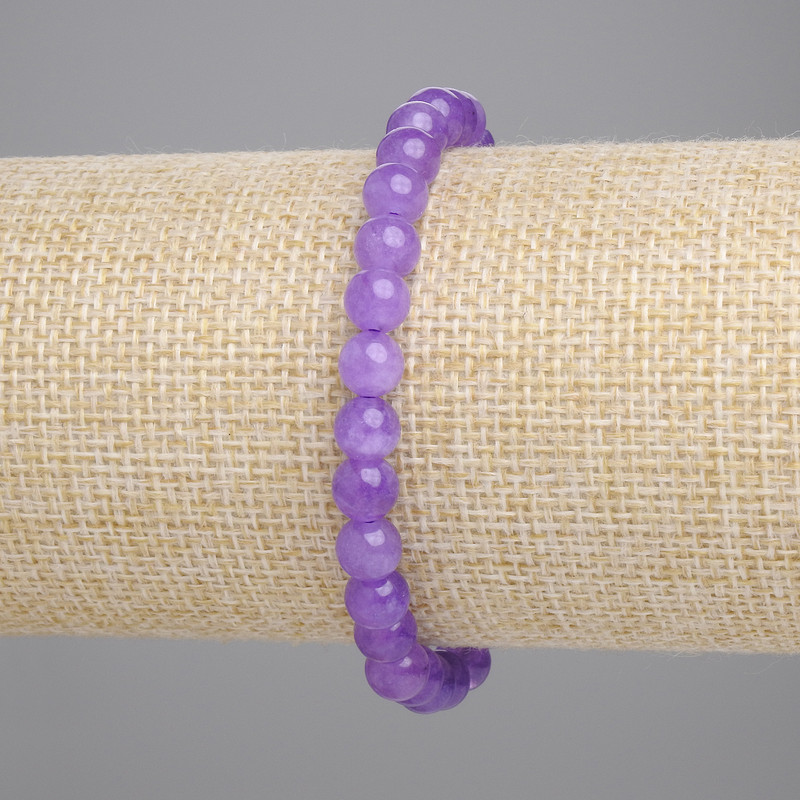 Bransoletka z ametystu – gładkie kuleczki, średnica 6 mm ±, długość 18 cm ±, elastyczna