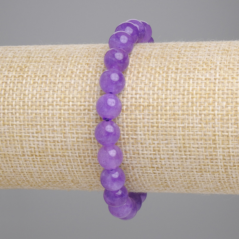 Bransoletka z ametystu – gładkie kulki, średnica 8 mm, długość 18 cm, elastyczna