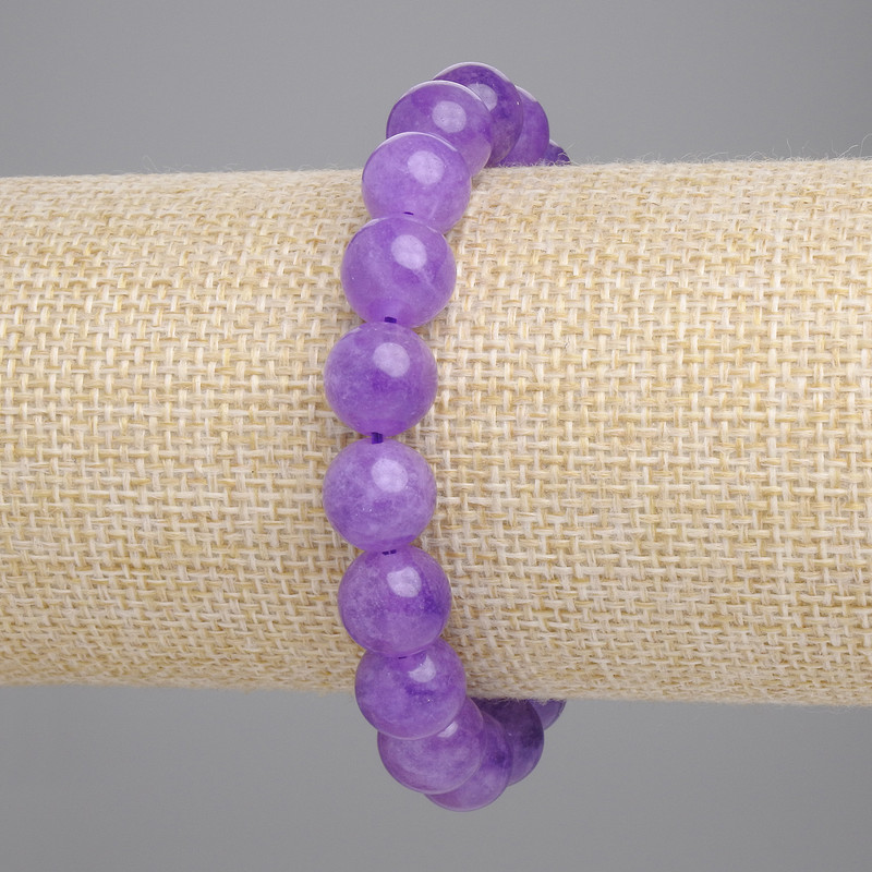 Bransoletka z ametystu, gładka kulka, średnica 10 mm, długość 18 cm ±, elastyczna