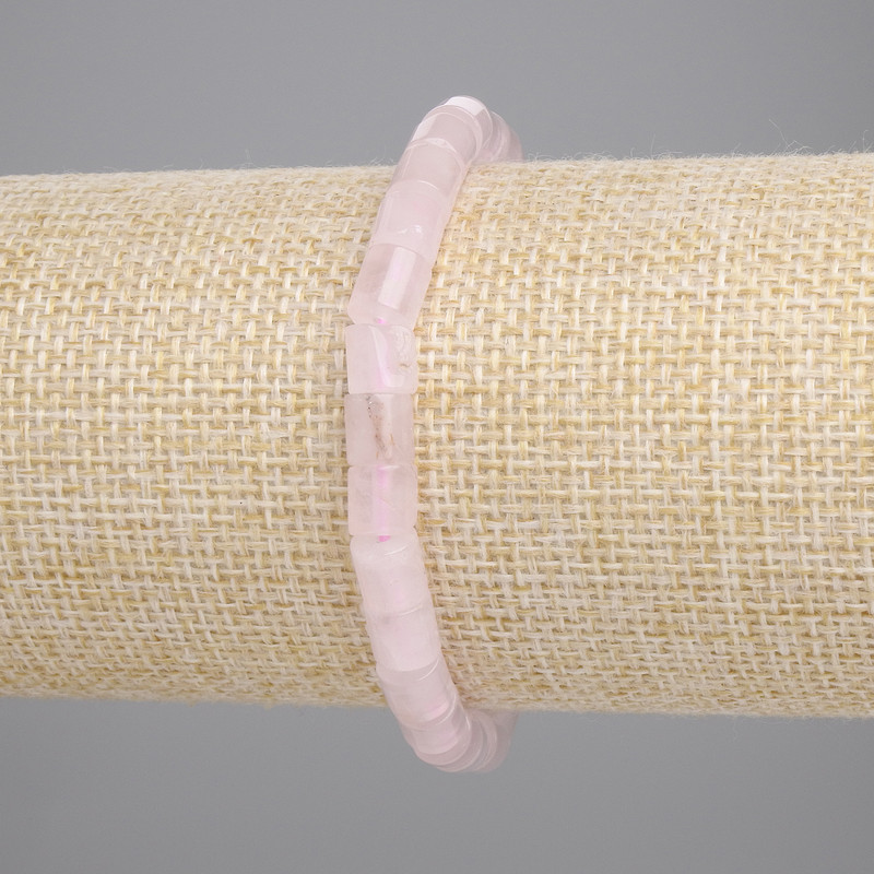 Bransoletka z różowego kwarcu, cylindryczne koraliki, średnica 6×6 mm, długość 18 cm, elastyczna