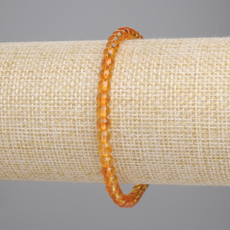 Bransoletka z cytrynem, gładkie kuleczki o średnicy 4 mm, długość 18 cm, na elastycznej bazie