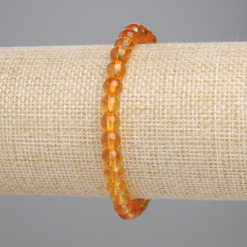 Bransoletka z cytryną - gładkie kuleczki, średnica 6 mm, długość 18 cm, elastyczna