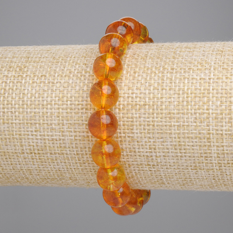 Bransoletka z cytrynem — gładkie kulki o średnicy 10 mm, długość około 18 cm, elastyczna