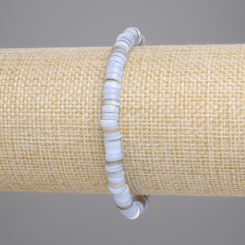 Bransoletka z muszli Skafarka rondel, 5×2 mm, długość 18 cm, elastyczna