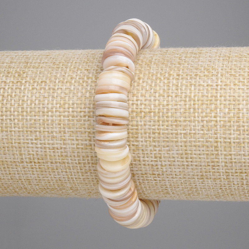 Bransoletka z muszli Skafarka rondel, średnica 10×2 mm, długość 18 cm, elastyczna