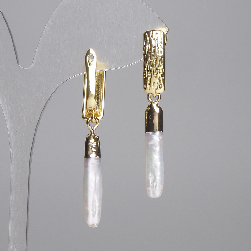 Kolczyki z barokowych pereł 25×5,5 mm, długość 50 mm (rozmiar asortymentowy)