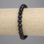 Bransoletka z agatu (sztuczny) z czarnego czeskiego szkła, fasetowana kula 8 mm, długość 18 cm, elastyczna