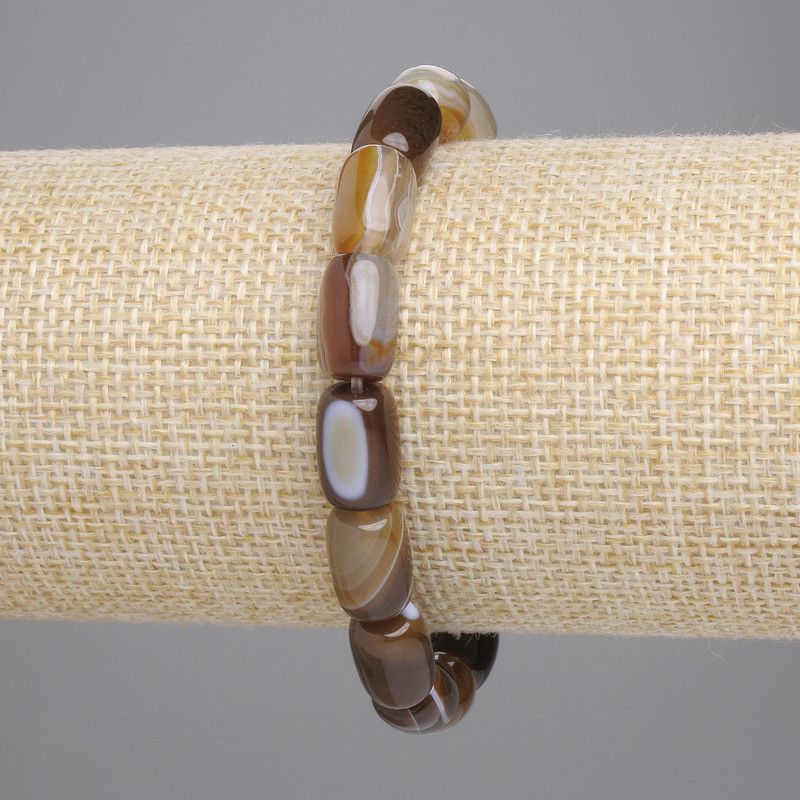 Bransoletka z agatu w baryłkowym kształcie 11×8 mm, elastyczna