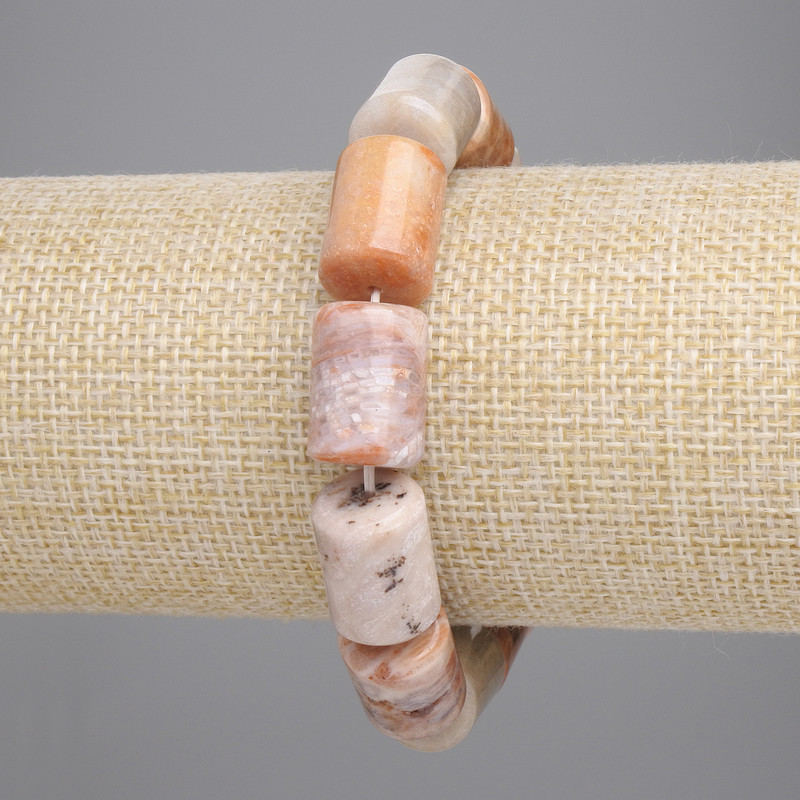 Bransoletka z skamieniałego koralu - cylindryczna, średnica 16-17×11 mm, 5-12 mm, długość 18 cm, elastyczna