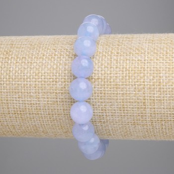 Bransoletka z akwamarynu, gładkie kulki o średnicy 10,5 mm, długość 18 cm, elastyczna