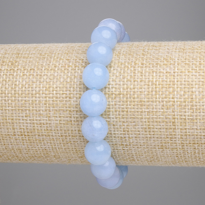 Bransoletka z akwamarynu – gładkie kuleczki, średnica 10 mm, długość 18 cm, elastyczna