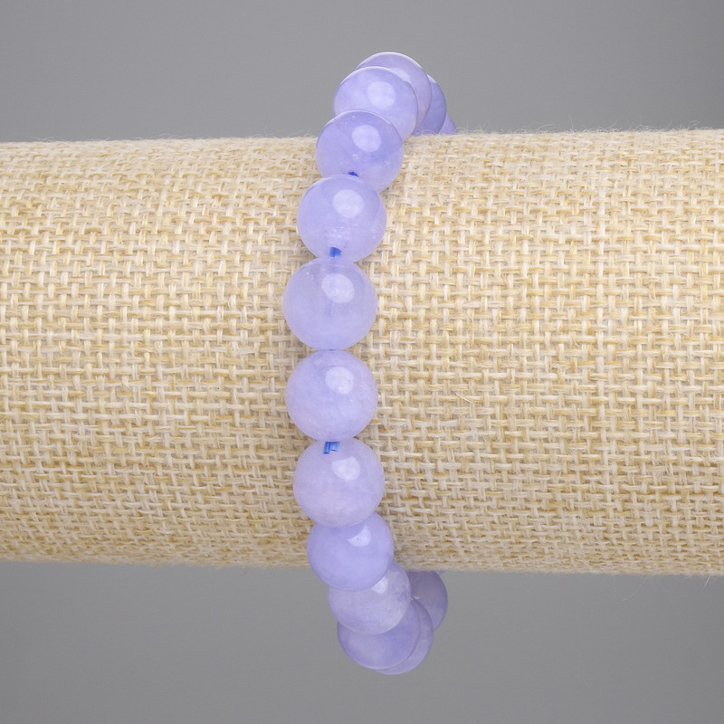 Bransoletka z akwamarynu — gładkie kuleczki o średnicy 10 mm, długość 18 cm, elastyczna