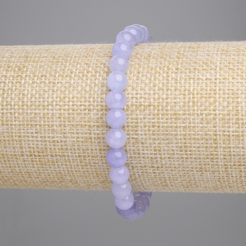Bransoletka z akwamarynu — gładkie kule, średnica około 6,5 mm, długość około 18 cm, elastyczna