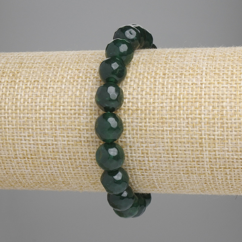 Bransoletka z jadeitu – fasetowane kuleczki, średnica 9,5 mm ±, długość 18 cm ±, elastyczna