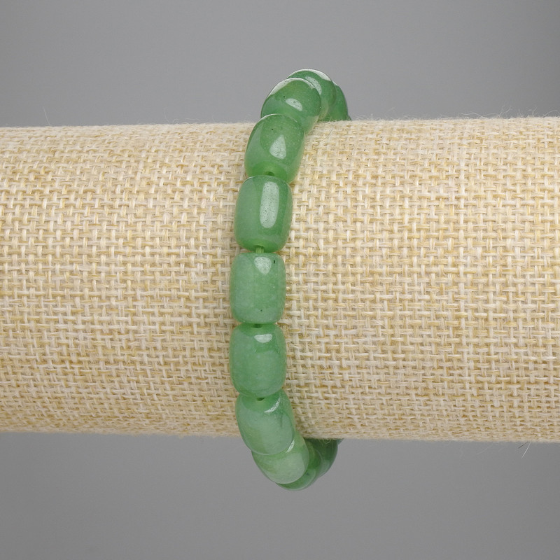 Bransoletka z nefrytu beczułkowa 10×8 mm, długość 18 cm, elastyczna