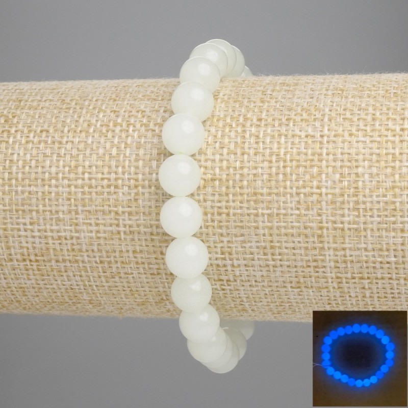 Bransoletka z onyksu (niebieska poświata) – gładkie kulki, 8 mm, długość 18 cm, elastyczna