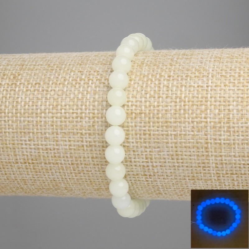 Bransoletka z onyksu (niebieska poświata) gładka kulka, średnica 6 mm, długość około 18 cm, elastyczna