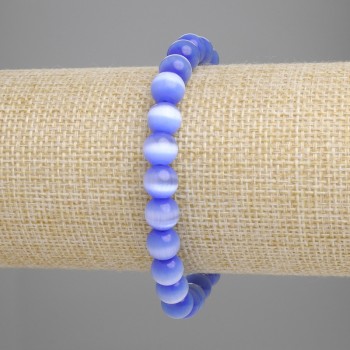 Bransoletka z niebieskiego kociego oka (syntetyczne), gładkie kuleczki, średnica 8 mm, długość 18 cm, elastyczna