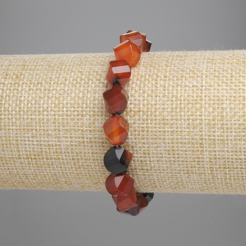 Bransoletka z agatą fasetowaną w romb 10x8 mm, długość 18 cm, elastyczna