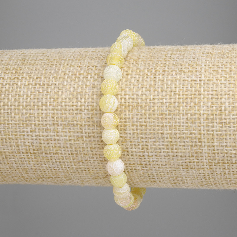 Bransoletka z żółtego agatu mroźnego – gładkie kuleczki, średnica 6 mm, długość 18 cm, elastyczna