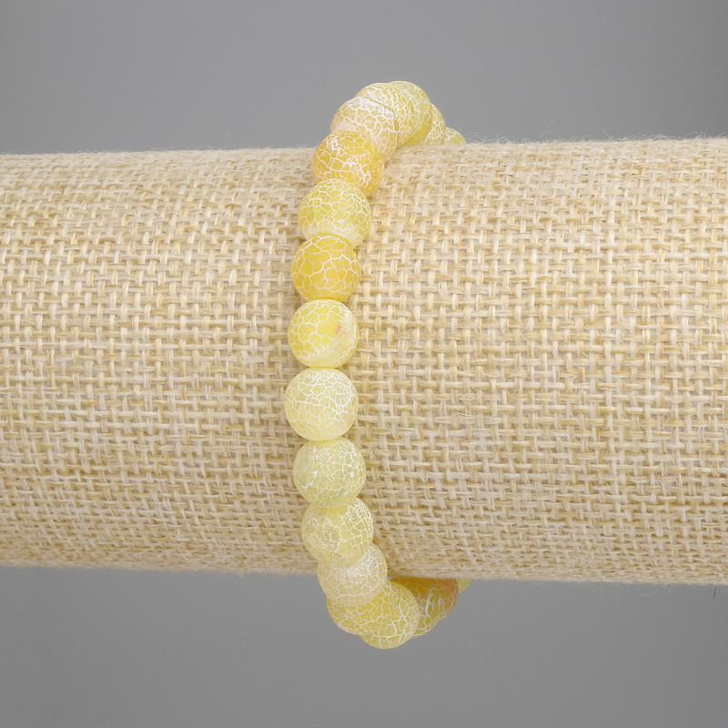 Bransoletka z żółtego mroźnego agatu – gładka kulka, średnica 8 mm, długość 18 cm, elastyczna