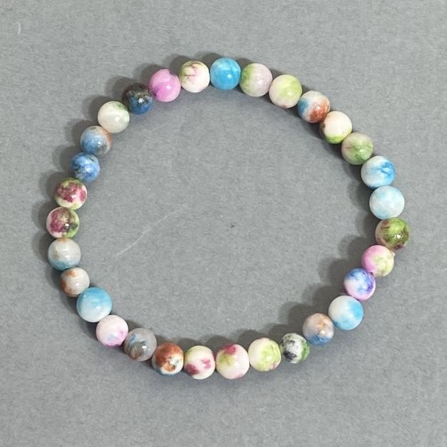 Bransoletka z variscytu (sztuczny) gładkie kuleczki, średnica 6 mm, długość 18 cm, elastyczna