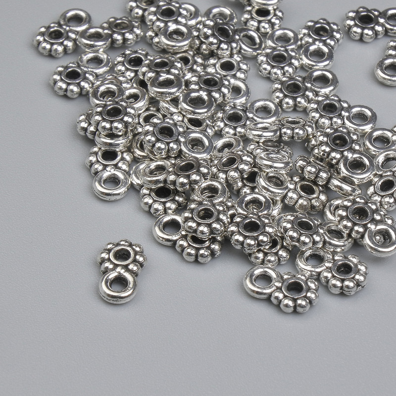 Zawieszka bajl, kolor metalu: srebrny, wymiary 6,5×4 mm, otwór 1,3 mm, opakowanie 55 szt.