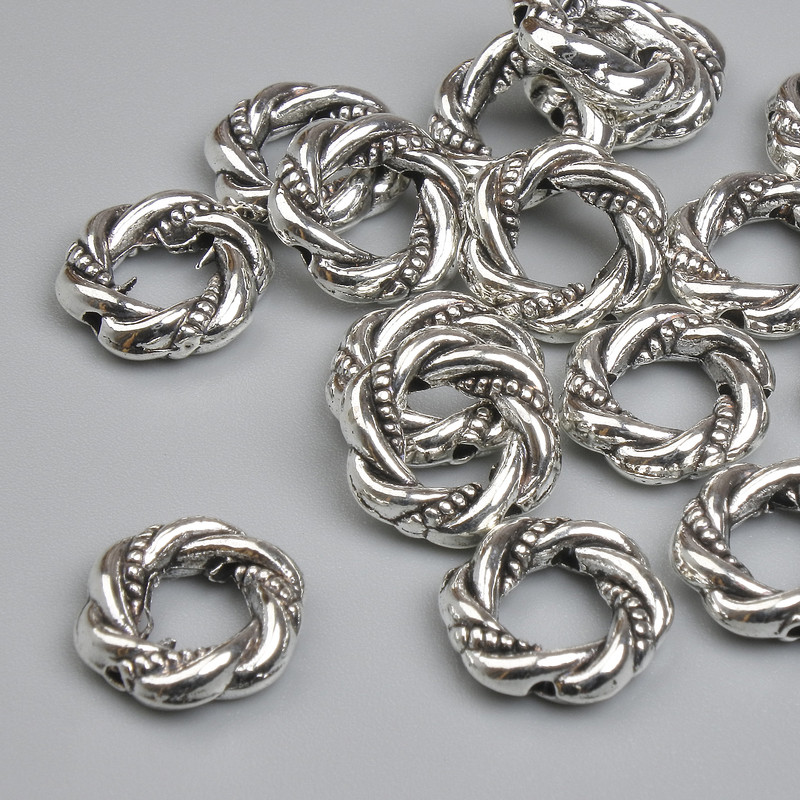 Koralik-wkładka, kolor metalu: srebro, średnica 11 mm ± otwór 5 mm ± opakowanie ~16 szt.