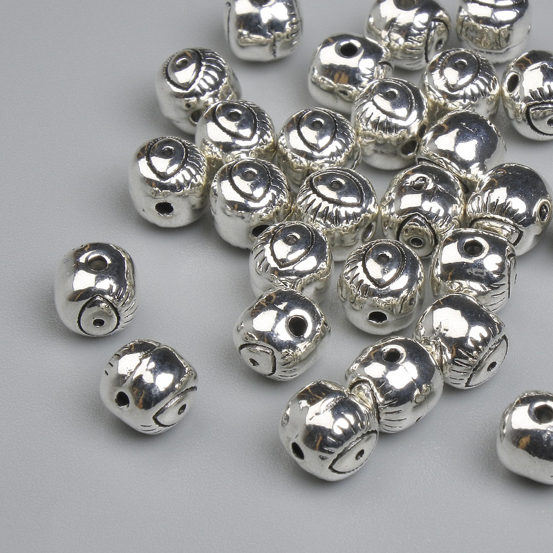 Koralik-wkładka, kolor metalu: srebro, średnica 6 mm ± otwór 0,7 mm ± opakowanie 20 g ~27 szt.
