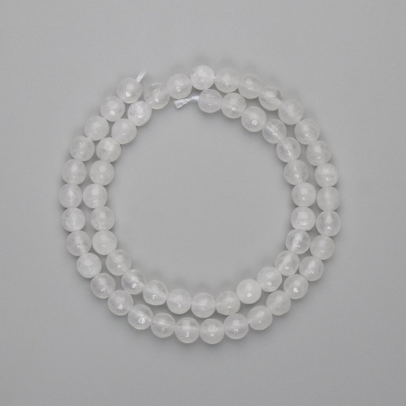 Koraliki z kryształu górskiego, fasetowane kuleczki, średnica 6 mm ±, długość 38 cm ±, na nici