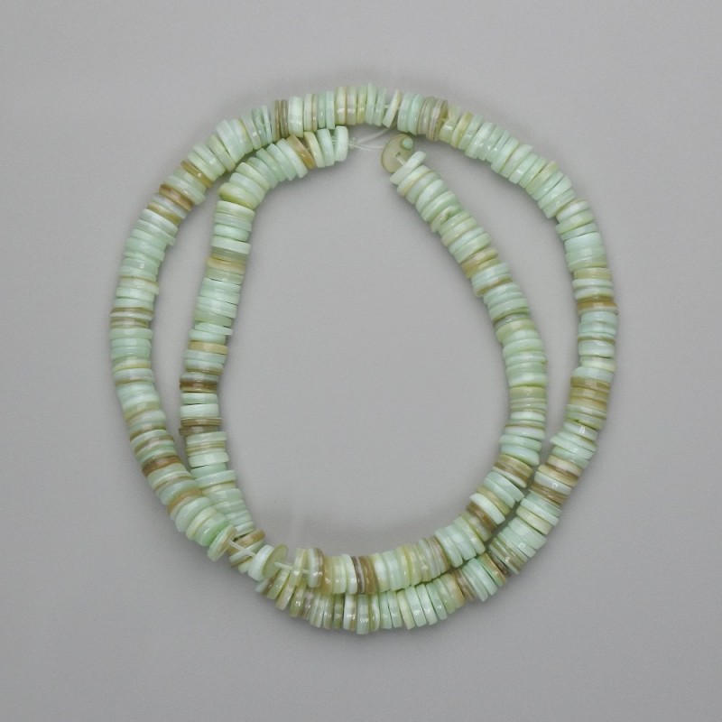 Koraliki z muszli Skafarka, rondel, 6 mm, otwór 1–1,5 mm, długość 39 cm, na żyłce