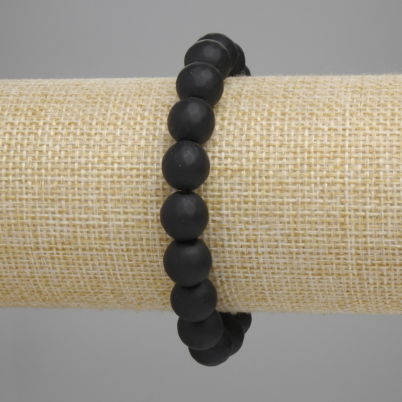 Bransoletka z szungitu, fasetowane kuleczki 10 mm, długość 18 cm, na elastycznej gumce