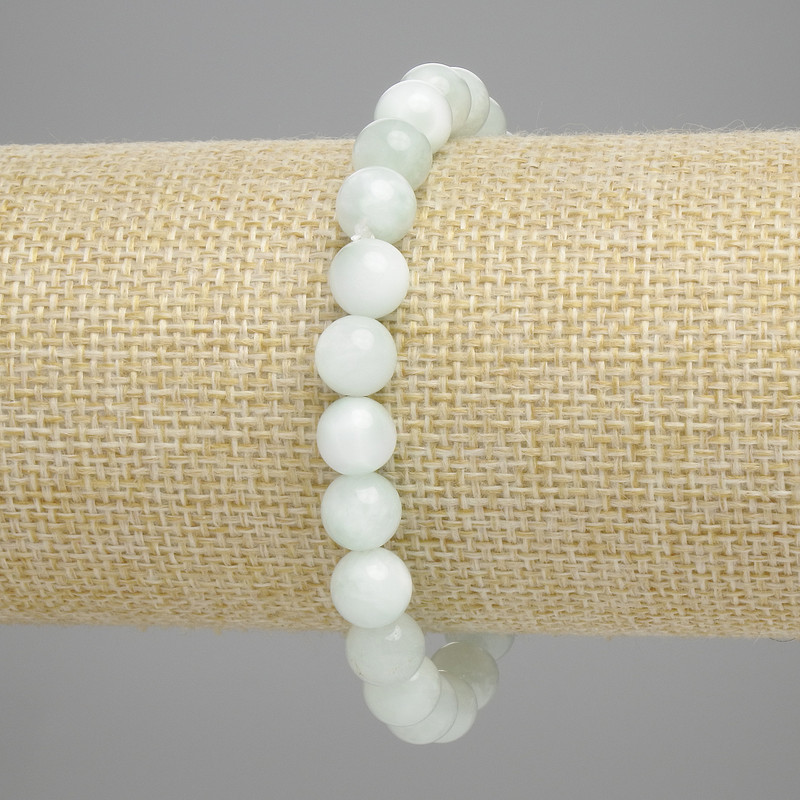 Bransoletka z angelitu, gładkie kulki 8 mm ±, długość 18 cm ±, elastyczna
