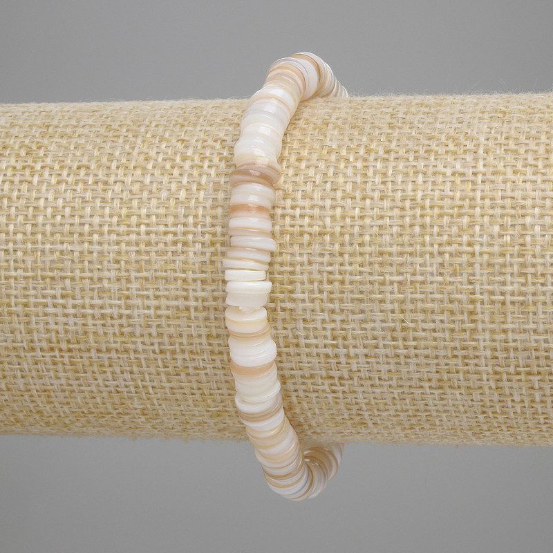 Bransoletka z muszli Skafarka rondel, średnica 6 mm, długość 18 cm, elastyczna