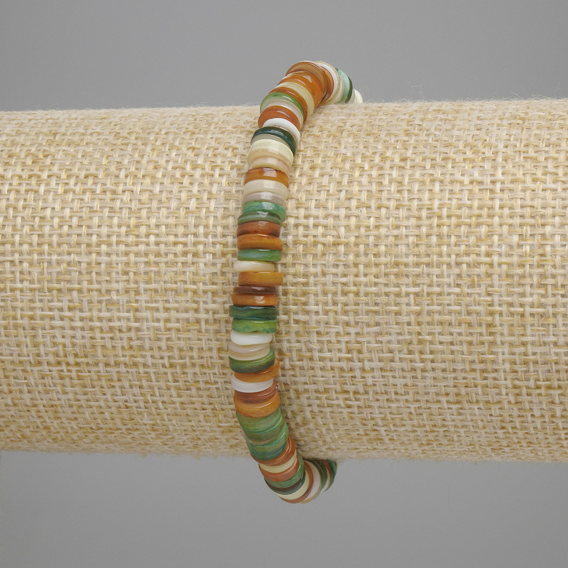 Bransoletka z muszli Skafarka – rondelki, średnica 6 mm, grubość 1,5 mm, długość 18 cm, elastyczna