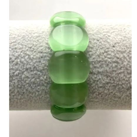 Bransoletka z zielonego kociego oka, kolor zielony, owalne ogniwa 18×12 mm, długość około 18 cm, elastyczna