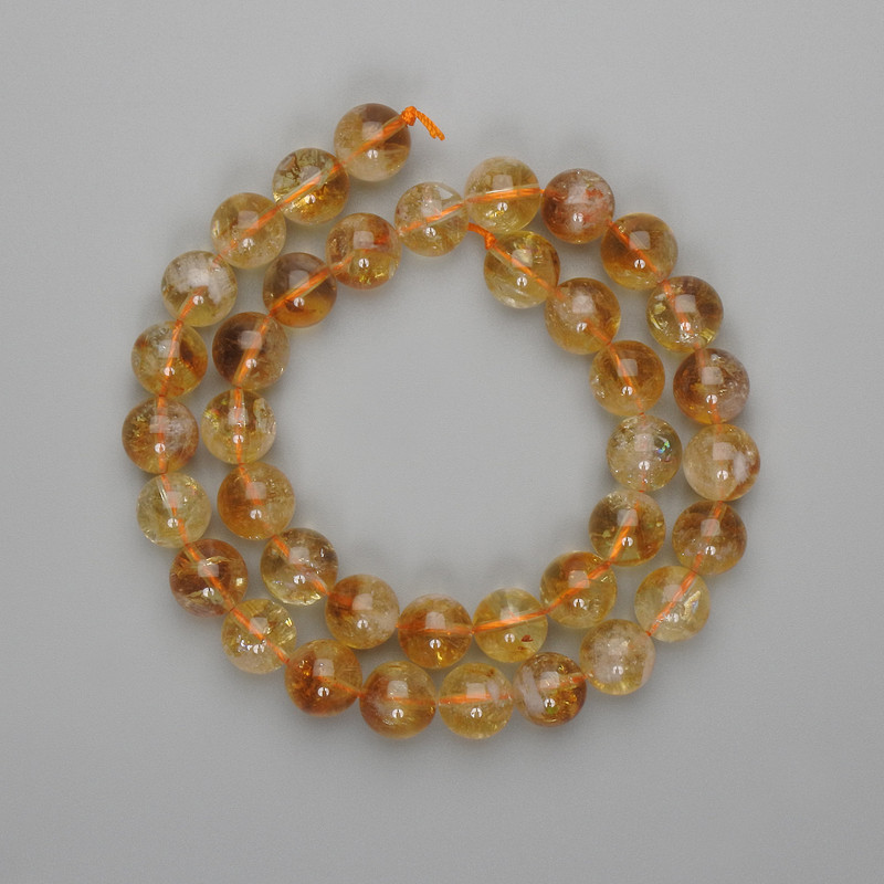 Koraliki cytrynowe – kuleczki gładkie 10 mm, długość 38 cm
