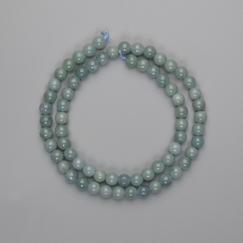 Koraliki jadeitu gładkie kulki 6 mm, długość 38 cm